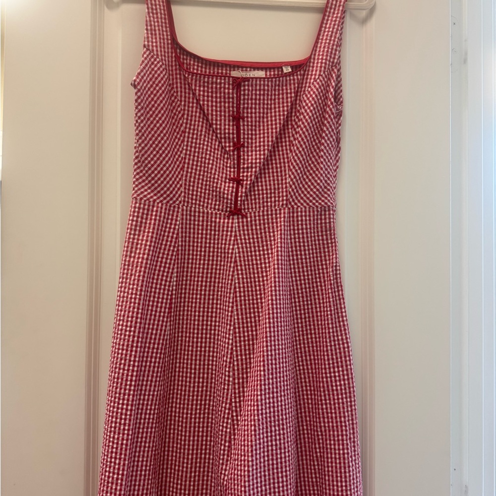 Doen Red Gingham Midi Dress